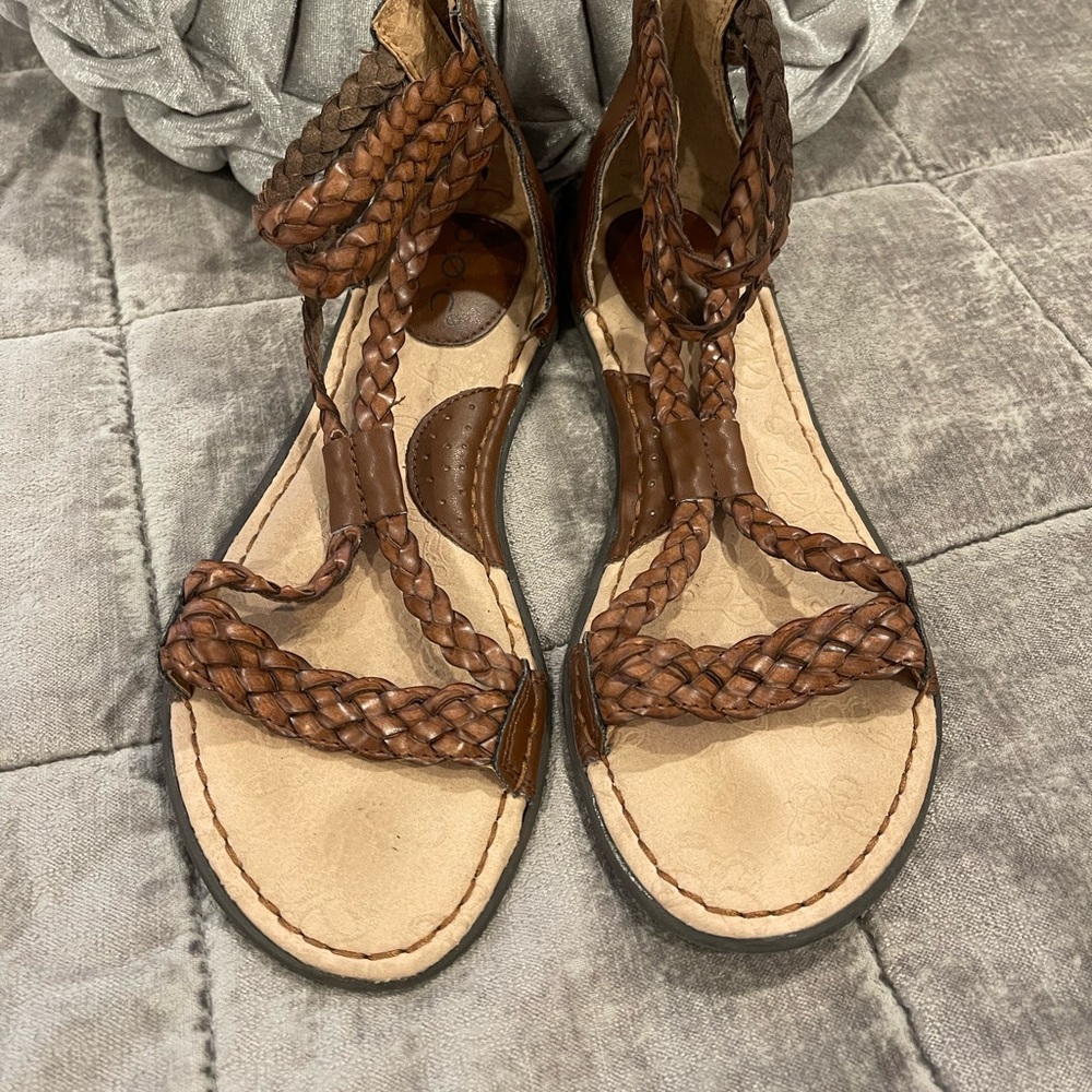 b.o.c. Brown Braided zip up boho Sandals